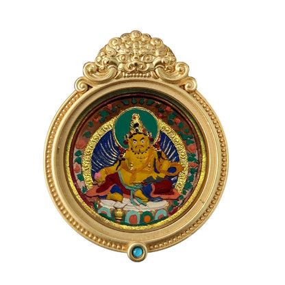 ZenHima Hand-painted Zakiram White Tara Mahasthamaprapta Yellow Wealth Rubbing Thangka Pendant - ZENHIMA