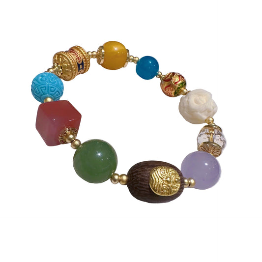 ZenHima Himalayan Bohemian Multi-Gemstone Agate Couple Bracelet - ZENHIMA