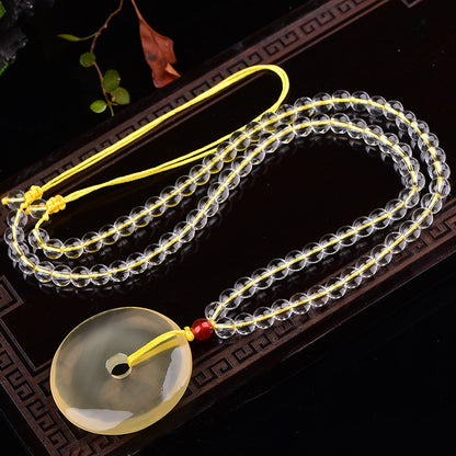 ZenHima Natural Yellow Crystal Peace Buckle Necklace – Unisex Pendant - ZENHIMA
