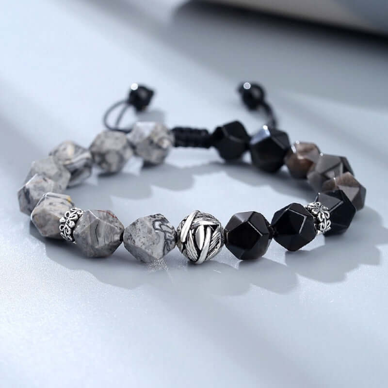 ZenHima 925 Silver & Black Obsidian Meditation Mala Bracelet – Spiritual Unisex Jewelry - ZENHIMA