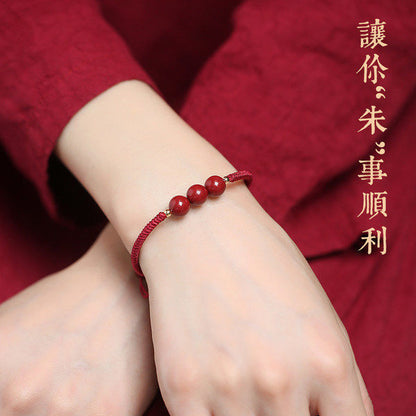 Cinnabar Couple Woven One Heart One Mind Red Rope Bracelet for Women