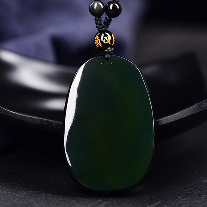 Natural Rainbow Eye Obsidian Dragon Ball Pixiu Pendant Necklace for Men and Women Vintage Trendy - ZENHIMA