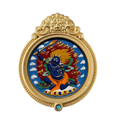 ZenHima Hand-painted Zakiram White Tara Mahasthamaprapta Yellow Wealth Rubbing Thangka Pendant - ZENHIMA