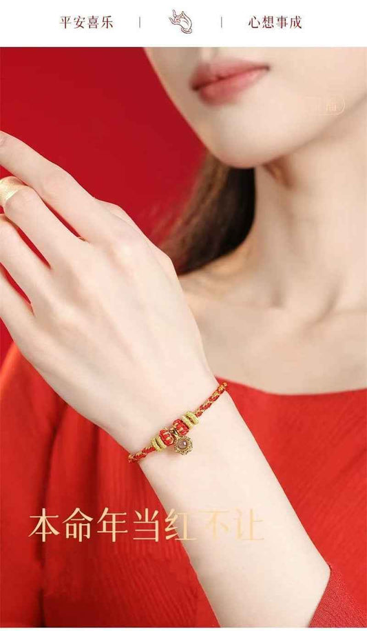 ZenHima Eight Protective Buddhas 999 Fine Silver Red String Bracelet - 2026 Horse Year Protection Bracelet