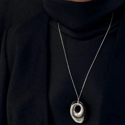 ZenHima Tibetan Black Obsidian Geometric Pendant Necklace – Spiritual Long Mala for Women - ZENHIMA