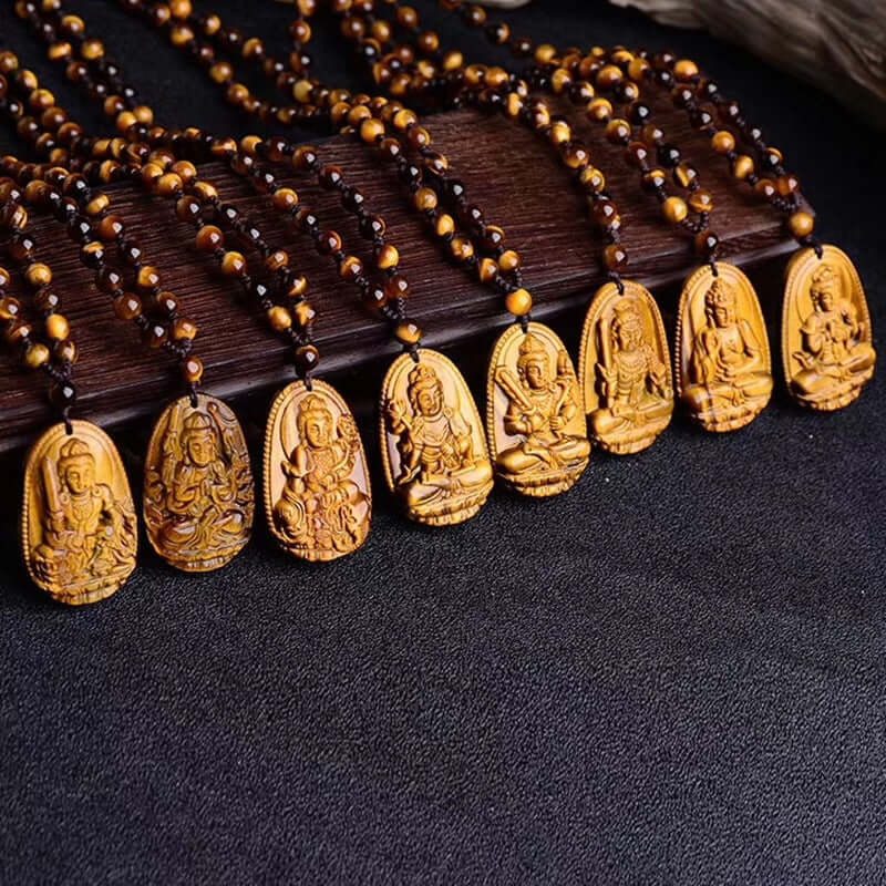 ZenHima Tibetan Tiger Eye Zodiac Guardian Buddha Pendant Necklace – Birth Year Protection Amulet - ZENHIMA