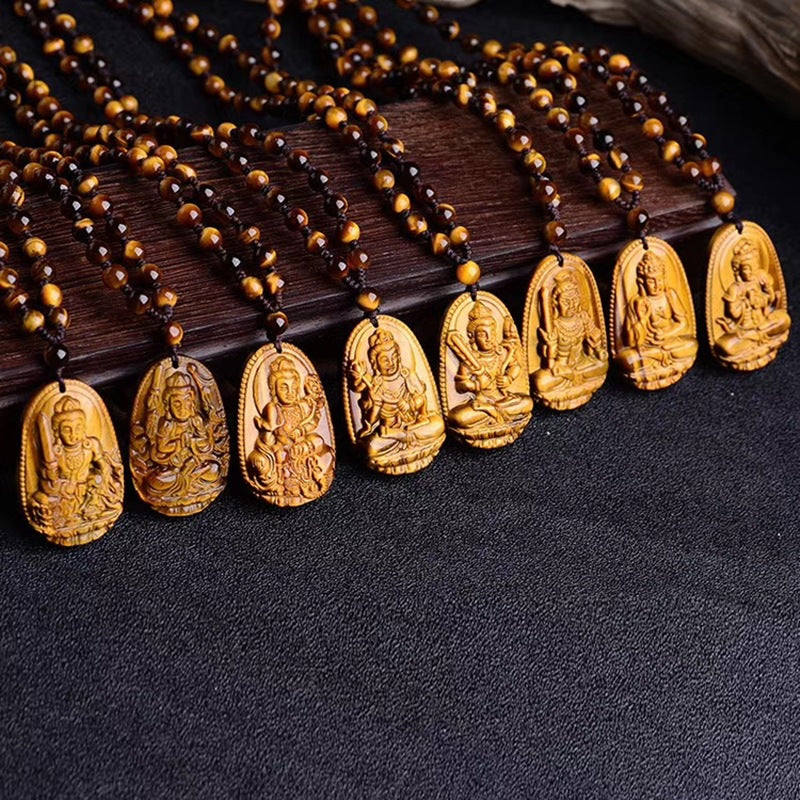 ZenHima Tibetan Tiger Eye Zodiac Guardian Buddha Pendant Necklace – Birth Year Protection Amulet - ZENHIMA