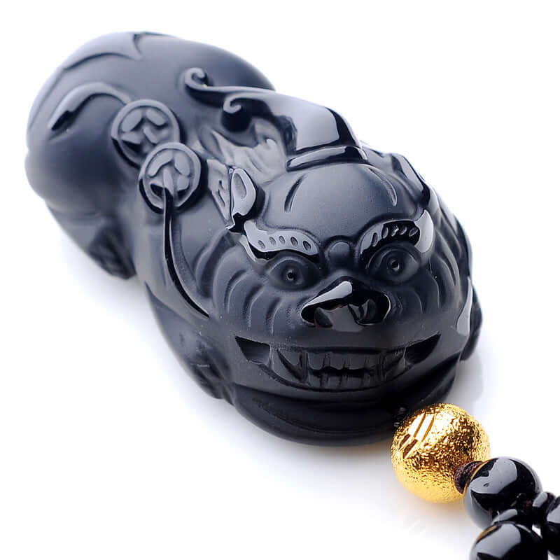 ZenHima Natural Obsidian Winged Pi Xiu Pendant - ZENHIMA