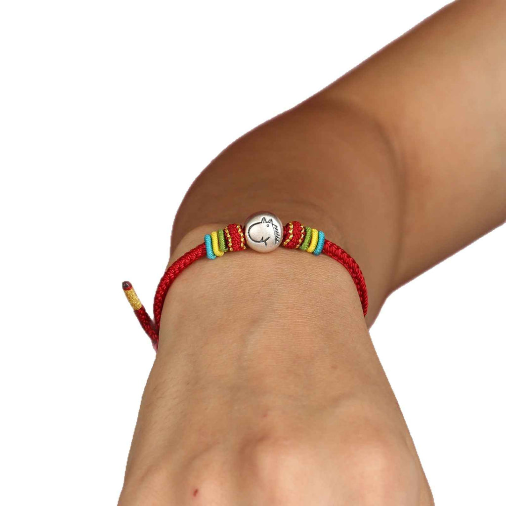 ZenHima Harmony Chinese Zodiac Rotating Bead 999 Fine Silver Luck Red String Bracelet
