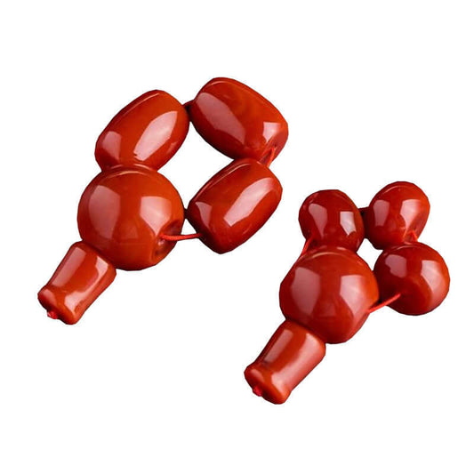 Tibetan Bodhi Prayer Beads with Red Agate Buddha Head and Persimmon-Red Guru Bead - ZENHIMA