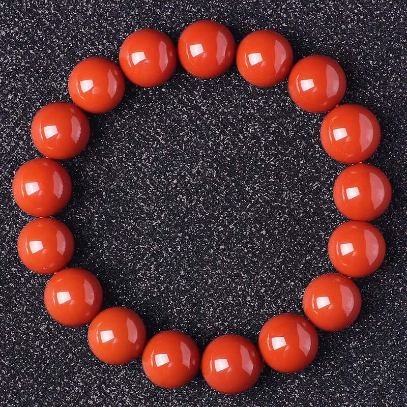 Natural Nanhong Agate Bracelet – Persimmon Red Round Beads for Men and Women - ZENHIMA