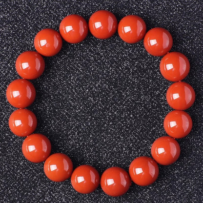 Natural Nanhong Agate Bracelet – Persimmon Red Round Beads for Men and Women - ZENHIMA