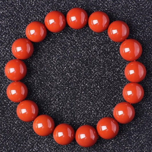 Natural Nanhong Agate Bracelet – Persimmon Red Round Beads for Men and Women - ZENHIMA