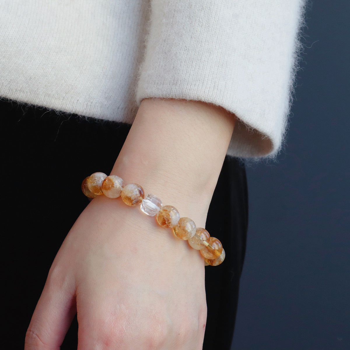 11MM Amethyst Yellow Tower Crystal Pink Crystal Natural Bracelet