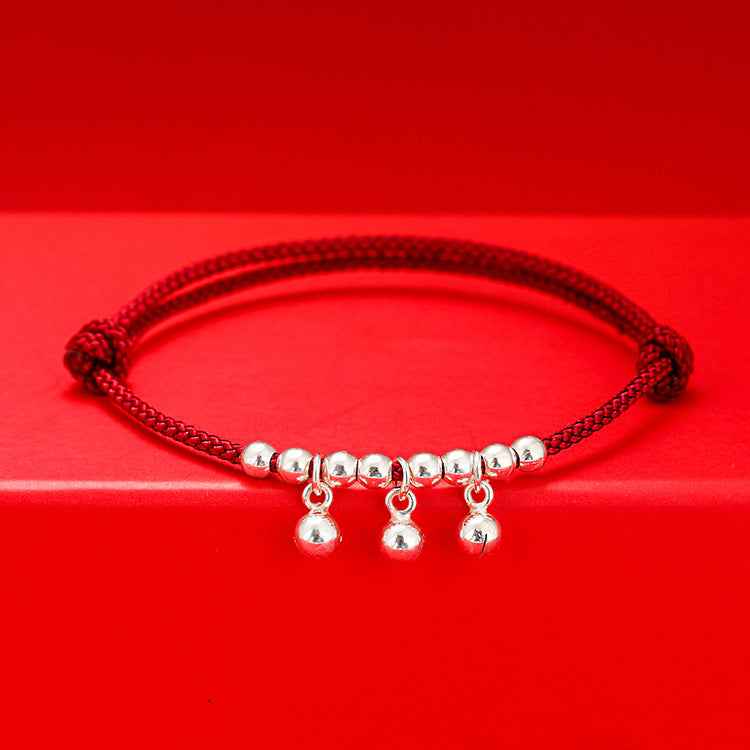 999 Fine Silver Lucky Bell Red String Bracelet & Anklet