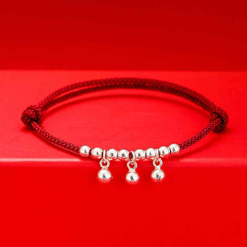 999 Fine Silver Lucky Bell Red String Bracelet & Anklet