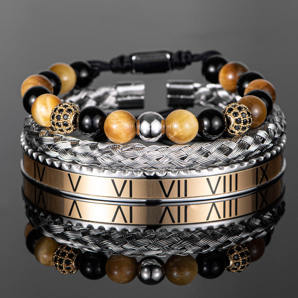 Bracciale con numeri romani e Lapislazzuli naturali a torsione