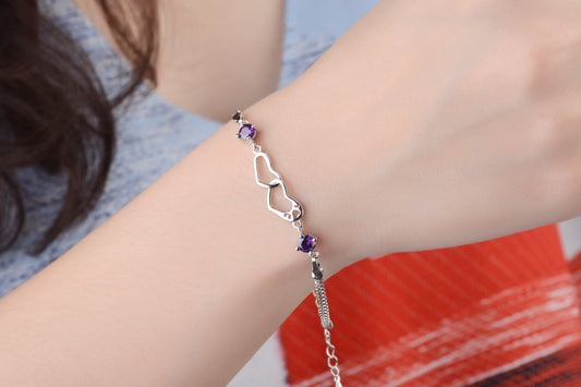 ZenHima Heart Amethyst Sterling Silver Bracelet - ZENHIMA