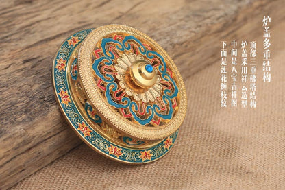 ZenHima Large Enamel Tibetan Incense Burner - ZENHIMA