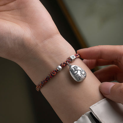 Tibetan 925 Silver Five-Color Red String Bracelet – Snake Zodiac