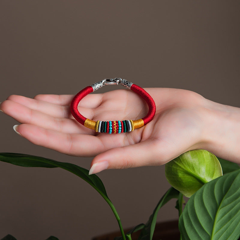 Handwoven Tibetan Nine-Strand Vajra Knot Red String Bracelet - ZENHIMA