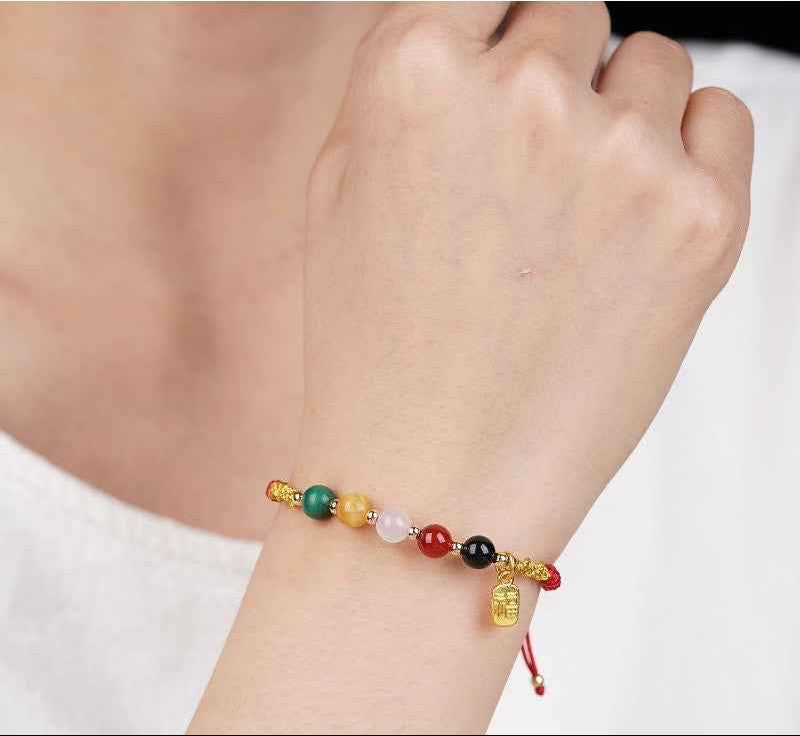 ZenHima Five Wealth Gods Red String Bracelet - Horse Year Blessing Gift