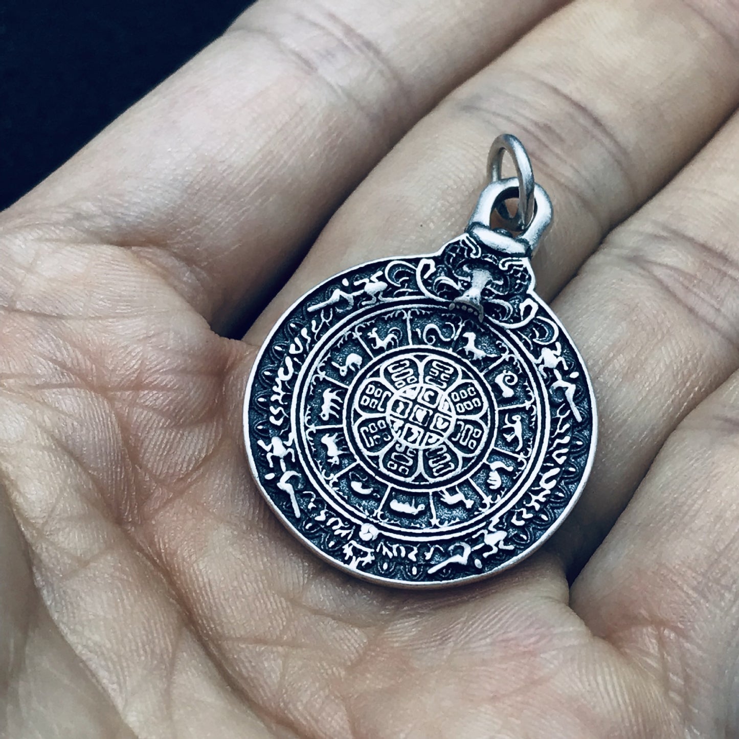 S925 Sterling Silver Jiugong Bagua Pendant – Zodiac Silver Talisman