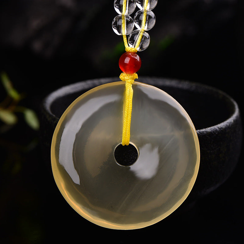 ZenHima Natural Yellow Crystal Peace Buckle Necklace – Unisex Pendant - ZENHIMA