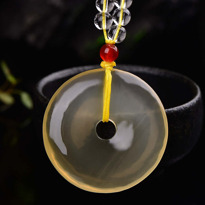 ZenHima Natural Yellow Crystal Peace Buckle Necklace – Unisex Pendant - ZENHIMA