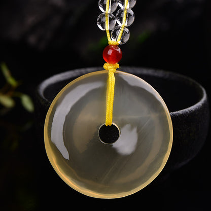 ZenHima Natural Yellow Crystal Peace Buckle Necklace – Unisex Pendant - ZENHIMA