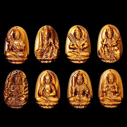ZenHima Tibetan Tiger Eye Zodiac Guardian Buddha Pendant Necklace – Birth Year Protection Amulet - ZENHIMA