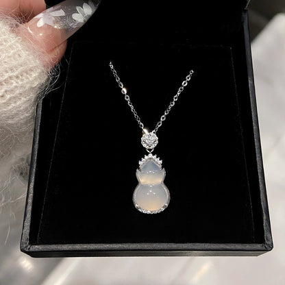 ZenHima S925 Silver Icy Chalcedony Gourd Pendant Necklace - ZENHIMA