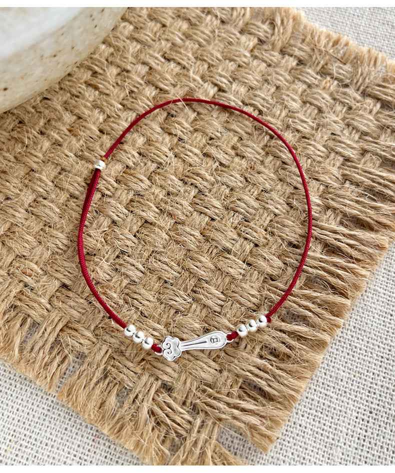 ZenHima Auspicious Ruyi Bead 925 Sterling Silver Red Rope Bracelet