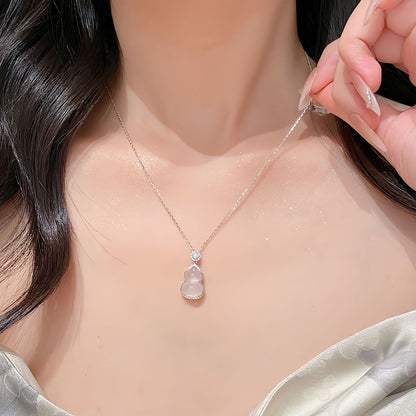 ZenHima S925 Silver Icy Chalcedony Gourd Pendant Necklace - ZENHIMA
