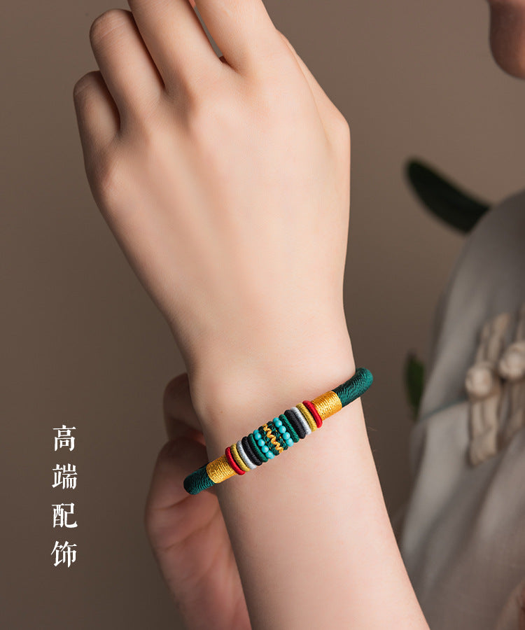 Handwoven Tibetan Nine-Strand Vajra Knot Red String Bracelet - ZENHIMA