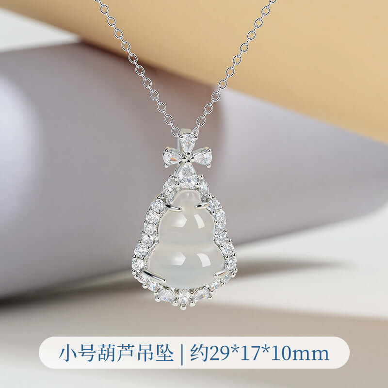 ZenHima Silver Inlaid Agate Fortune Pendant Necklace for Women - ZENHIMA