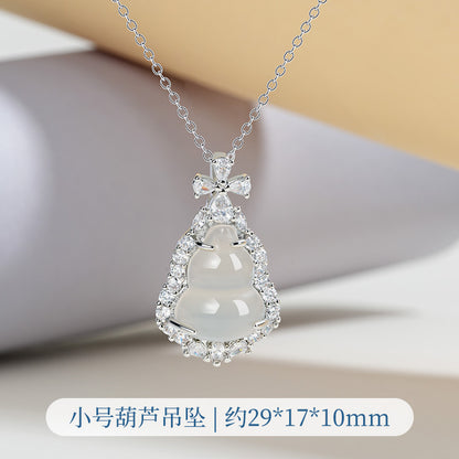 ZenHima Silver Inlaid Agate Fortune Pendant Necklace for Women - ZENHIMA