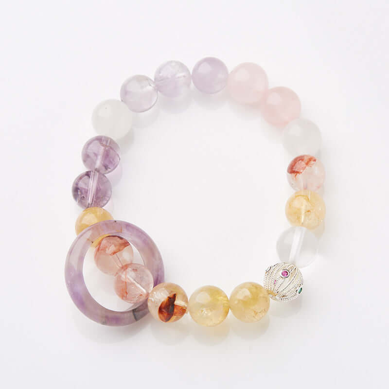 2025 Women’s Nine Purple Fire Bracelet – Natural Amethyst & Phantom Quartz Feng Shui Jewelry - ZENHIMA