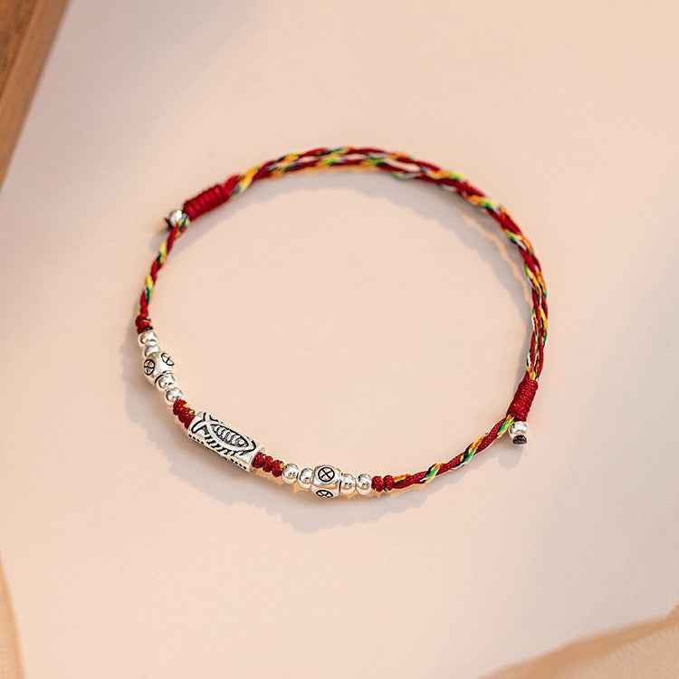 ZenHima Lucky Koi Fish 925 Sterling Silver Red String Bracelet & Anklet