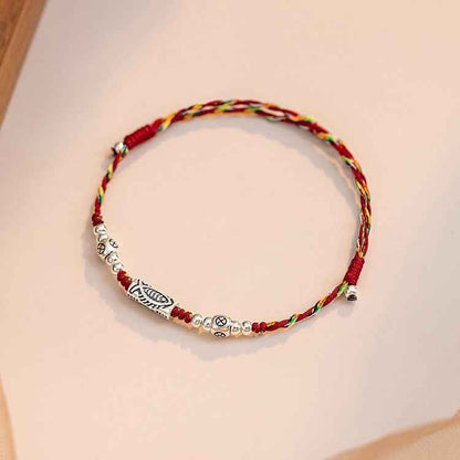 ZenHima Lucky Koi Fish 925 Sterling Silver Red String Bracelet & Anklet