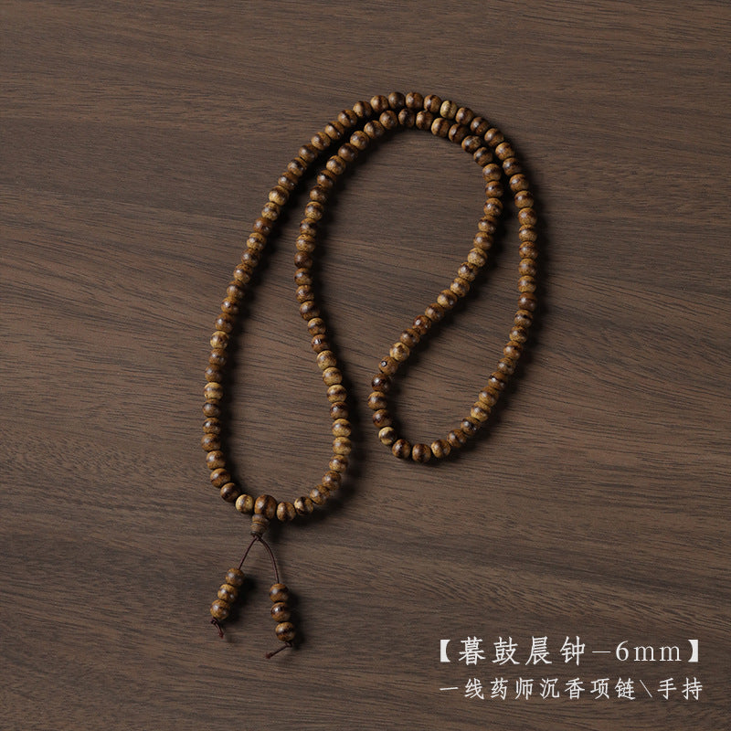 ZenHima Tibetan Agarwood 108 Medicine Buddha Beads Buddhist Mala Necklace - ZENHIMA