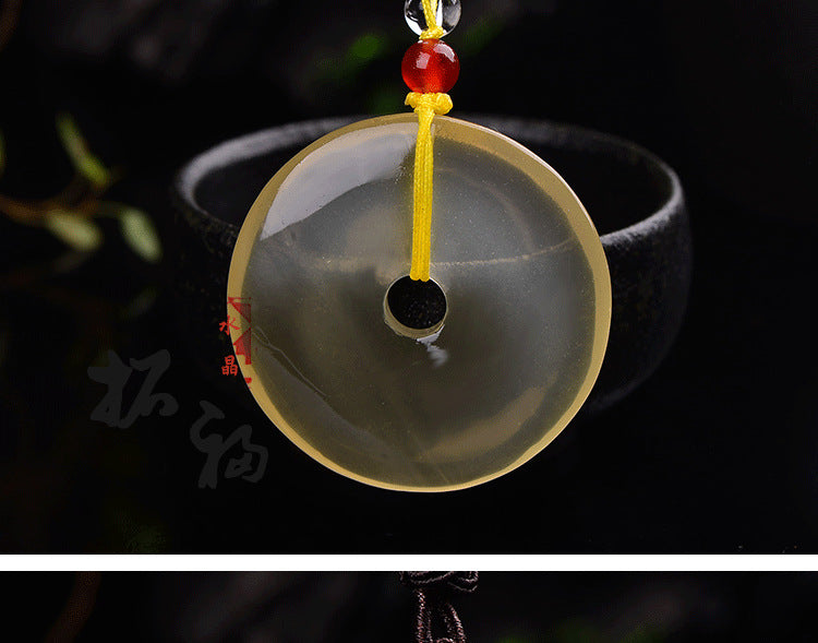 ZenHima Natural Yellow Crystal Peace Buckle Necklace – Unisex Pendant - ZENHIMA