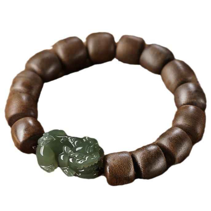 Premium Brunei Agarwood Hetian Jade Pixiu Bracelet