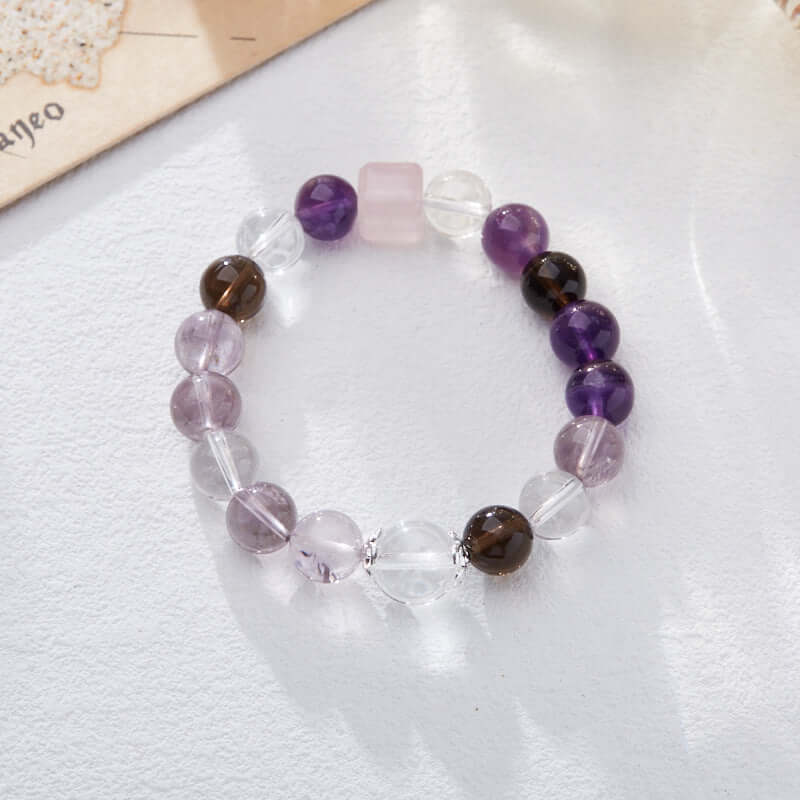 2025 Women’s Nine Purple Fire Bracelet – Natural Amethyst & Phantom Quartz Feng Shui Jewelry - ZENHIMA