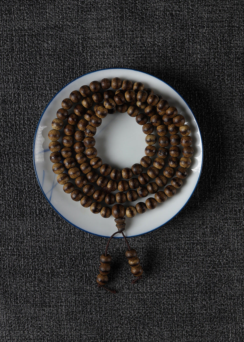 ZenHima Tibetan Agarwood 108 Medicine Buddha Beads Buddhist Mala Necklace - ZENHIMA