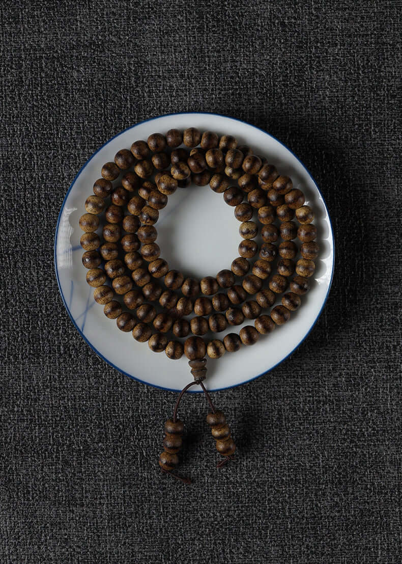 ZenHima Tibetan Agarwood 108 Medicine Buddha Beads Buddhist Mala Necklace - ZENHIMA