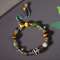 Bracciale Originale Design Dzi Multi-Gemma con Ametista Occhio di Tigre