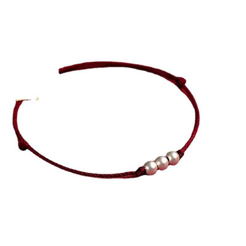 925 Sterling Silver Vintage Matte Bead Red String Bracelet & Anklet