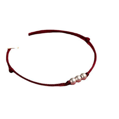 925 Sterling Silver Vintage Matte Bead Red String Bracelet & Anklet