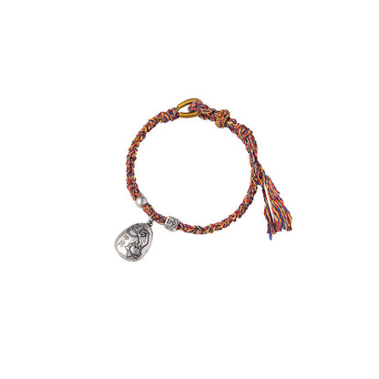 Tibetan 925 Silver Five-Color Red String Bracelet – Snake Zodiac